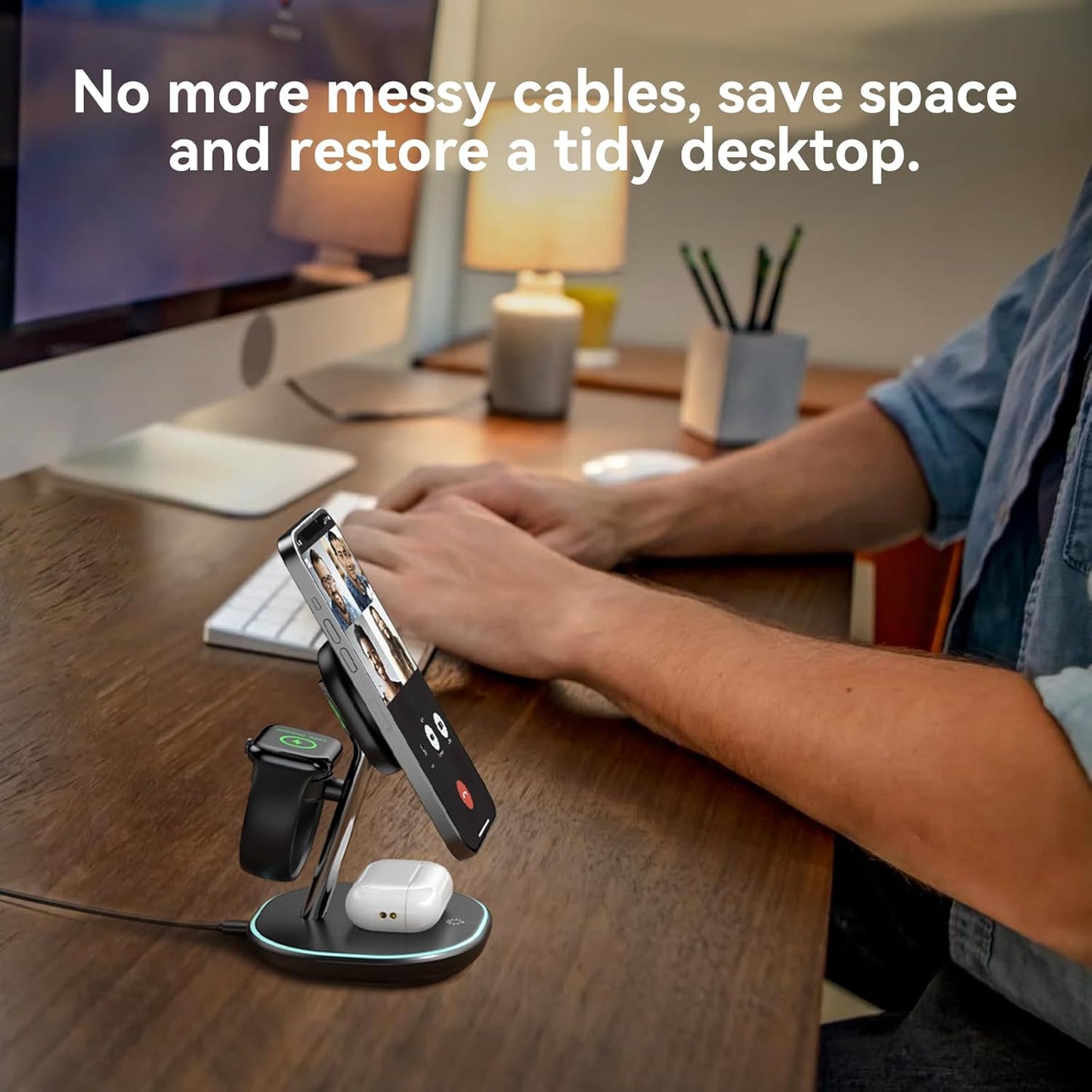 EnergyCell 15W Fast Qi2 Charger: 3-in-1 Magnetic Station for Apple Devices