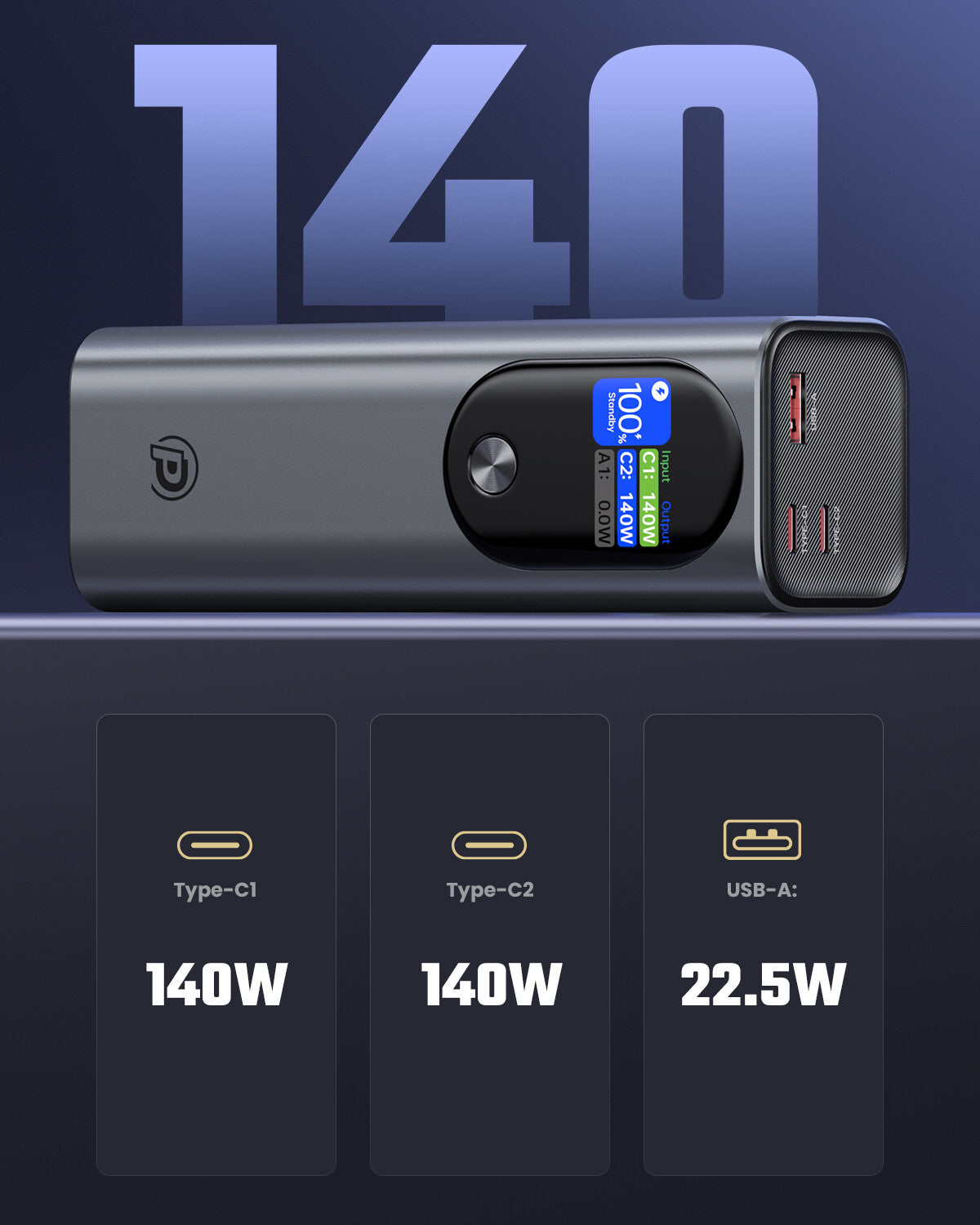 POWERΛDD Pro 140W Power Bank 27000mAh