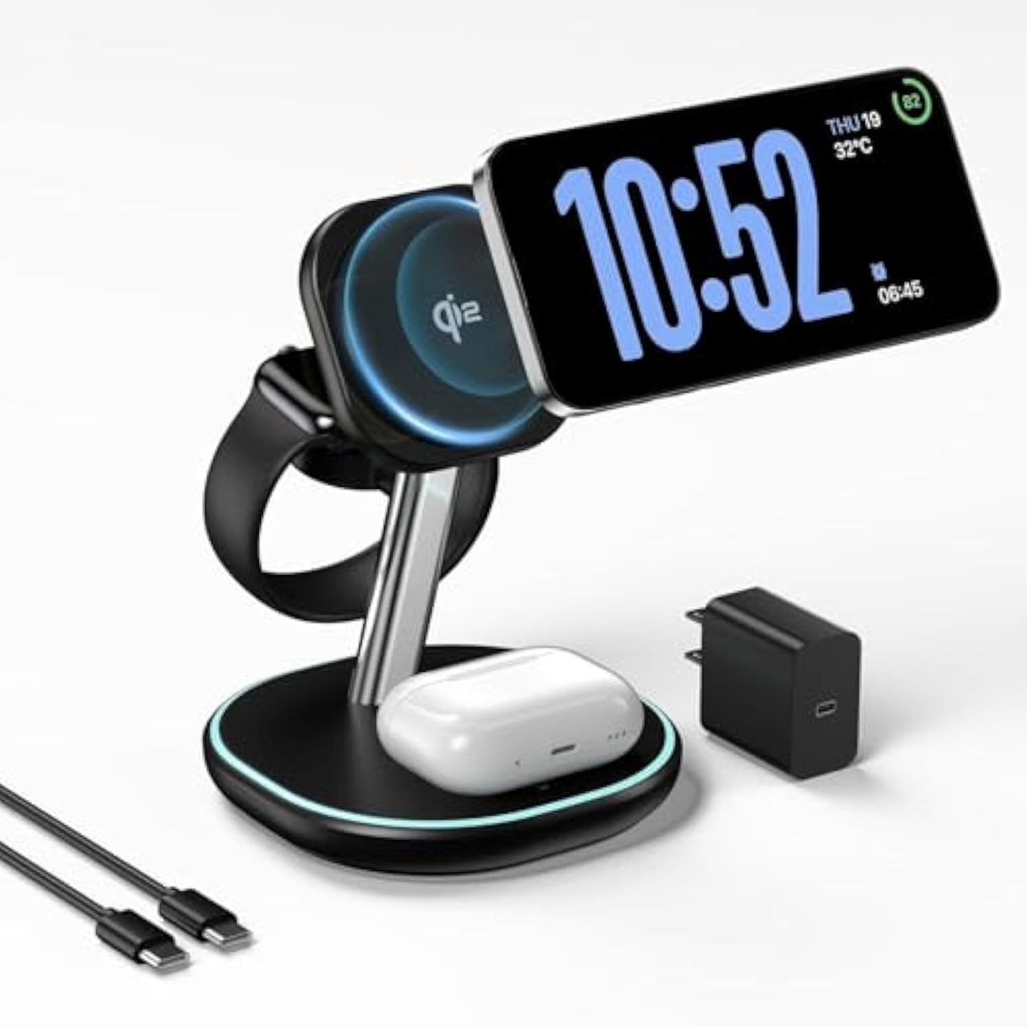 EnergyCell 15W Fast Qi2 Charger: 3-in-1 Magnetic Station for Apple Devices