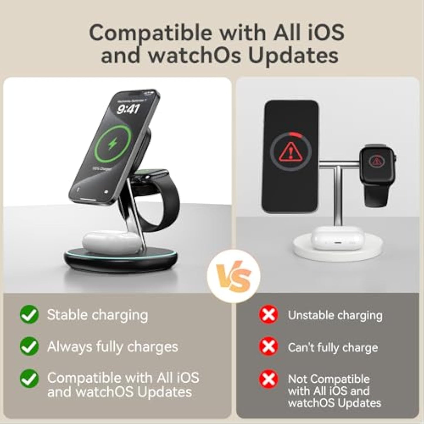EnergyCell 15W Fast Qi2 Charger: 3-in-1 Magnetic Station for Apple Devices