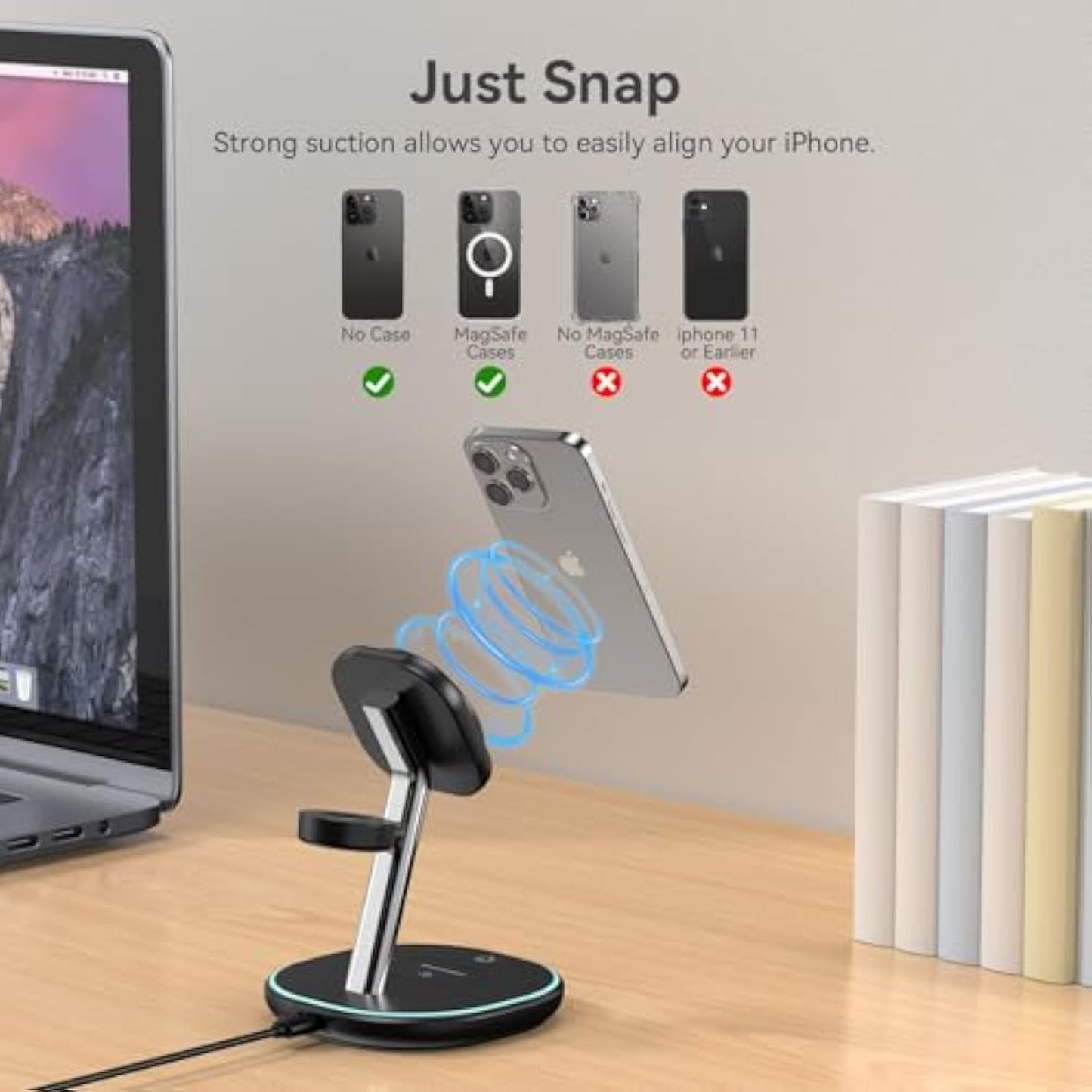 EnergyCell 15W Fast Qi2 Charger: 3-in-1 Magnetic Station for Apple Devices