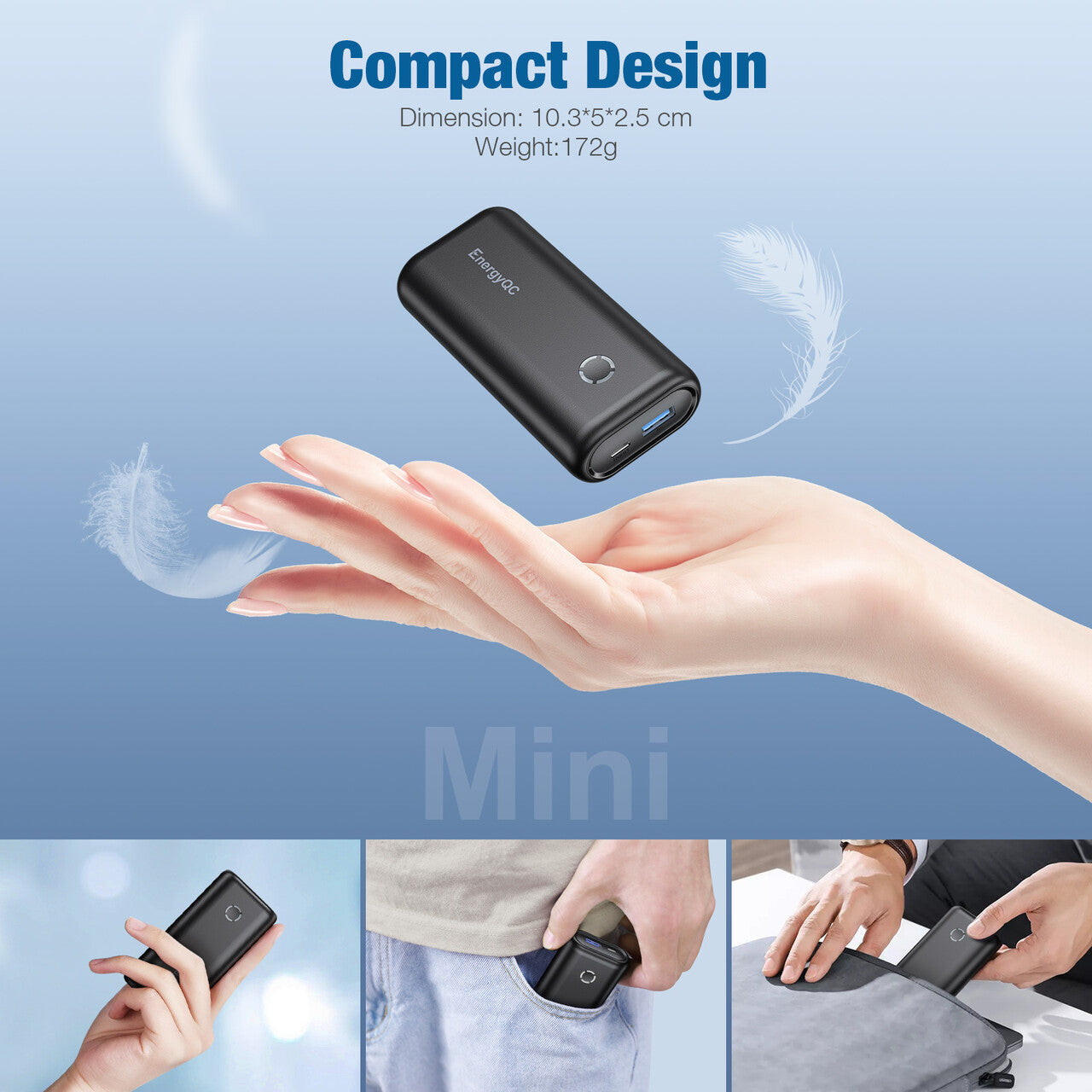 Smallest and Lightest 10000mAh External Battery, compatible for iPhone 12 XS X Samsung S10 Google LG iPad and More