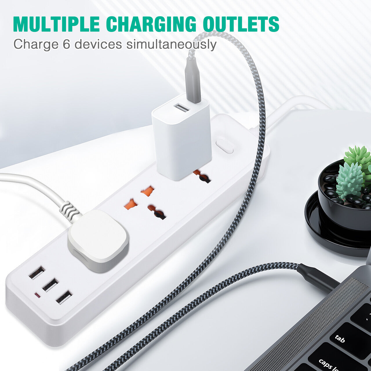Power Strip Surge Protector Extender with 3 USB Ports 3 Outlet Plugs 1 –  Poweradd