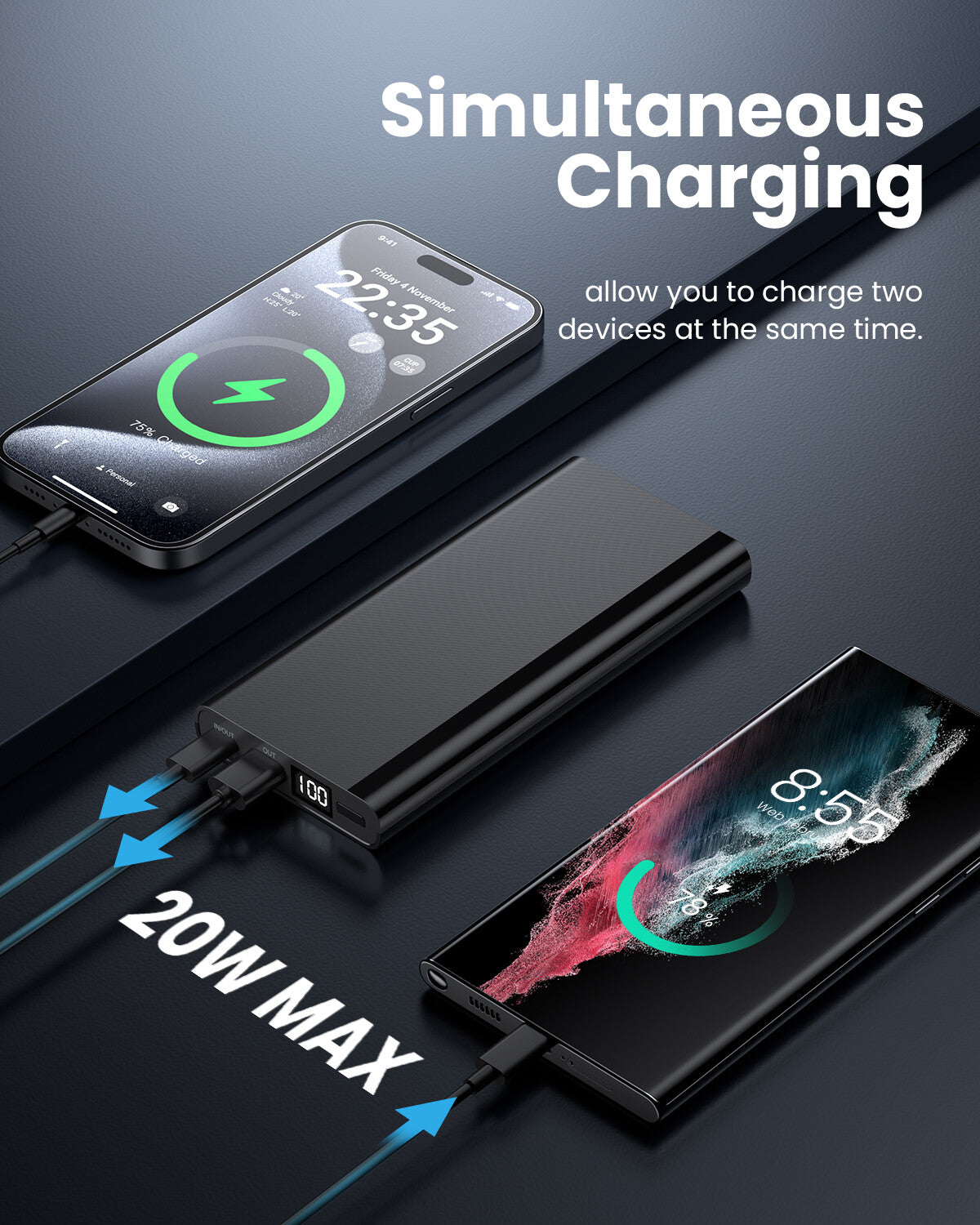 2-Pack Power Bank 15000mAh Fast Charging Portable Charger