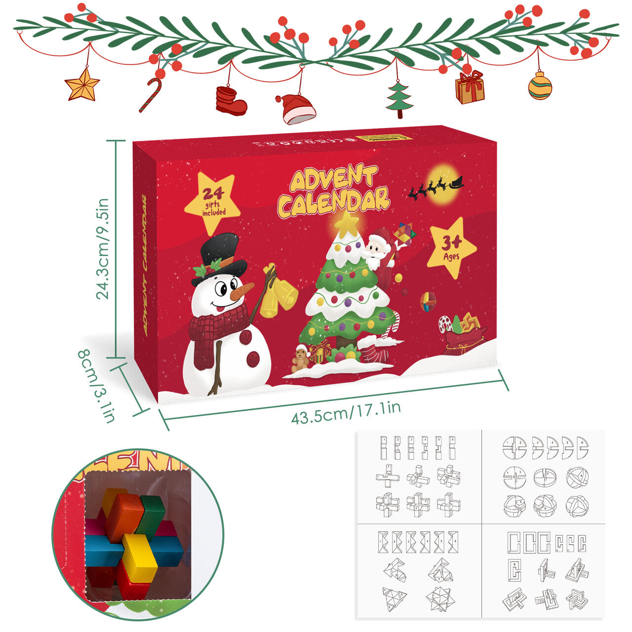 【Christmas sale】24 Days of Christmas Brain Teaser Puzzle Playset