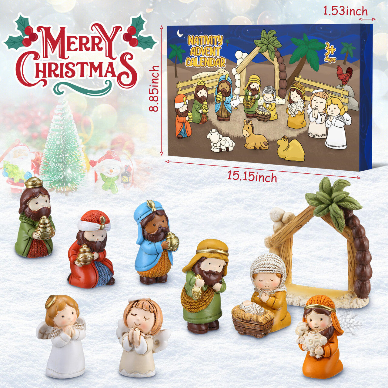 【Christmas sale】24 Days of Christmas Nativity Scene Set