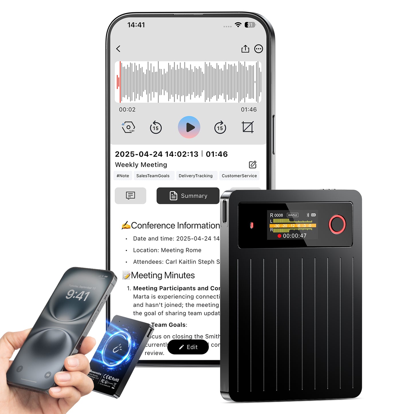 AI Voice Recorder 64GB Memory