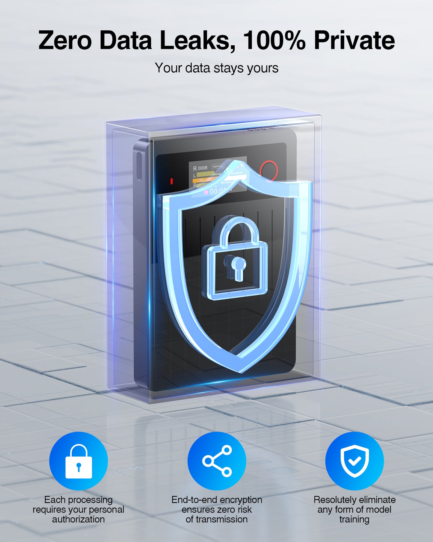 AI Voice Recorder 64GB Memory