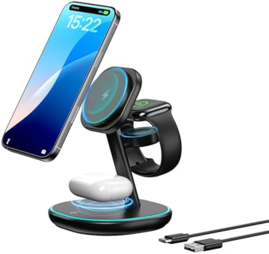 3-in-1 Charging Station, 2X Faster 15W Wireless Charging Station for iPhone