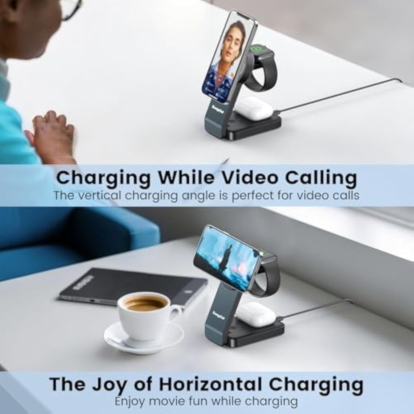 EnergyCell 3-in-1 Wireless Charging Station for Apple Devices