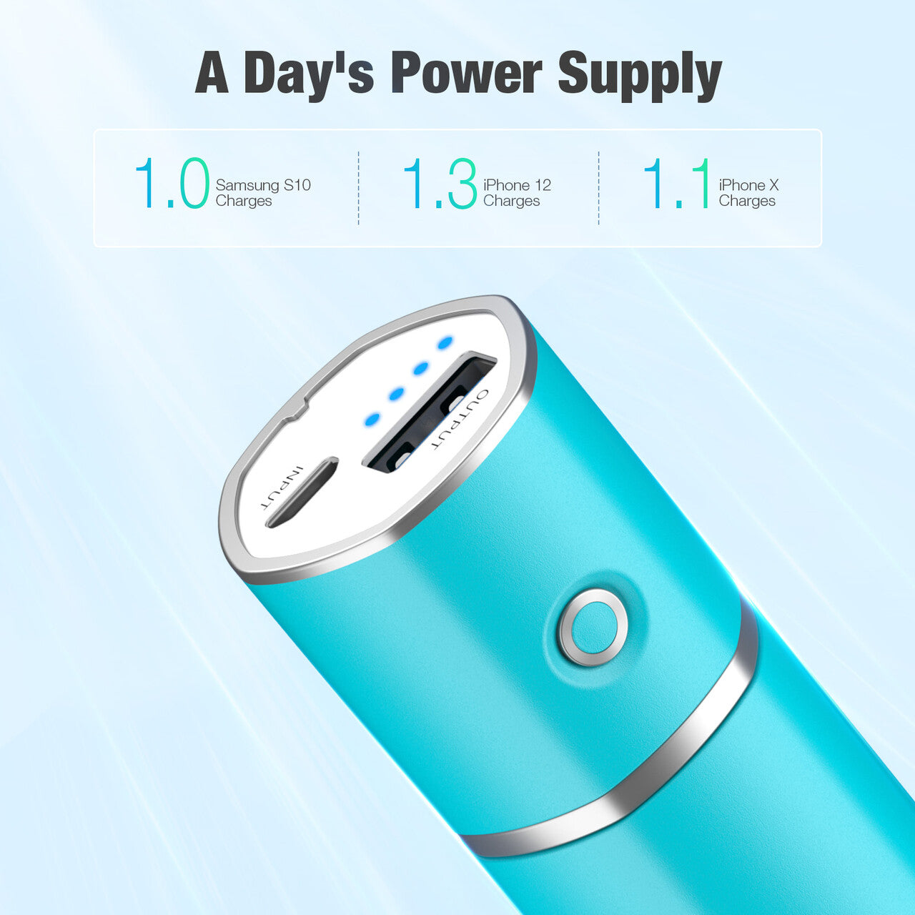 EnergyQC Slim 2 Portable Charger,Ultra-Compact 5000mAh Power Bank External Battery Compatible with iPhone,Samsung Galaxy,Airpods and More-Blue