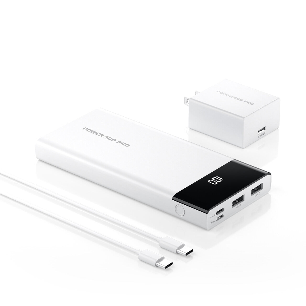 POWERADD PRO Portable Charger 10000mAh PD 20W Fast Charge Power Bank 2 Inputs 3 Outputs External Battery Pack Bundle with 20W USB C Wall Charger Compatible with iPhone 14 13 iPad Samsung Pixel.